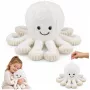 LEAN TOYS Plush Octopus Stuffed Animal with Elastic Tentacles, White, 50 cm