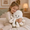 LEAN TOYS Plush Octopus Stuffed Animal with Elastic Tentacles, White, 50 cm