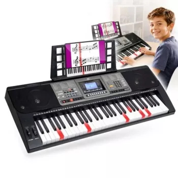 MK 816 61-Key Electronic MIDI Educational Keyboard with 128 Tones, 128 Rhythms, Recording, LED Display, USB MIDI, Headphone Out, Microphone In, Power Adapter Included