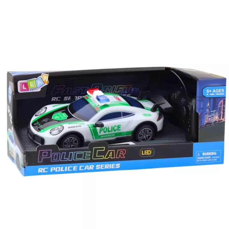 LEAN TOYS RC Drift Police Sports Car with LED Lights 1:22