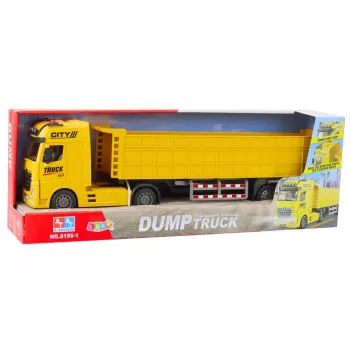 LEAN TOYS Transport Truck with Liftable Trailer, Lights and Sounds, Yellow