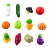 LEAN TOYS Wooden Vegetable Chopping Set with Board and Knife, 14-Piece Educational Pretend Play Food for Kids 3+