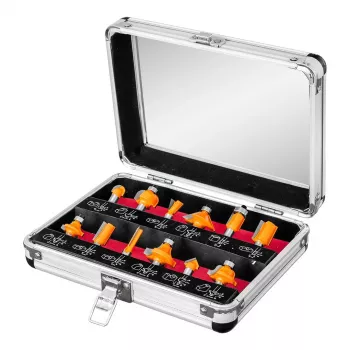 NEO TOOLS 12-Piece Tungsten Carbide Router Bit Set, 8 mm Shank, Wood Case