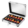 NEO TOOLS 12-Piece Tungsten Carbide Router Bit Set, 8 mm Shank, Wood Case