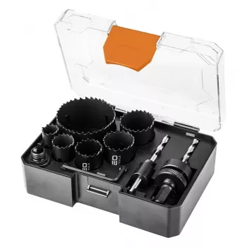 NEO TOOLS Bi-metal Hole Saw Set Co8% (19, 25, 30, 35, 40, 68 mm), 9-Piece Kit