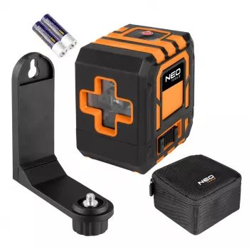 NEO TOOLS 75-142 Cross Line Laser Level, 20 m Range, Red Beam, Self-Leveling, IP54, with Magnetic Holder and Case