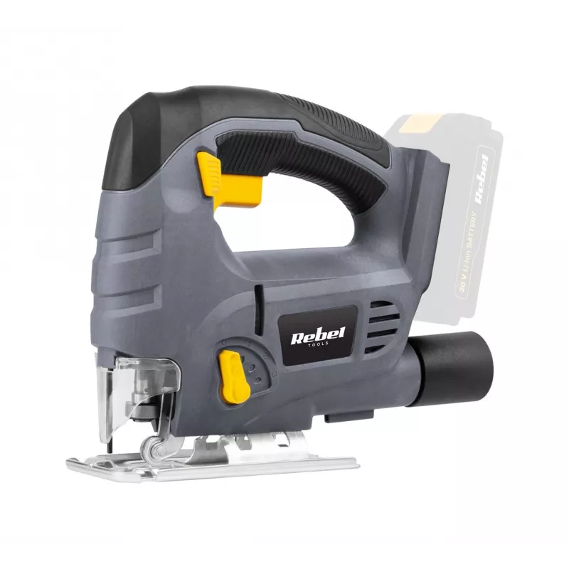 REBEL 20V Cordless Jigsaw (Body Only) - 80mm Wood Cutting Depth, 4-Stage Orbital Action, Tool-Free Blade Change