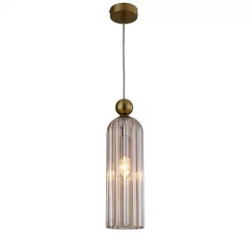 Piega Pendant Light LP-939/1P Amber E14 Glass Shade Chrome Accents