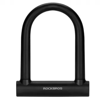 Rockbros RKS610-BK U-Lock Bike Lock - Black, Hardened Steel, 14mm Shackle, 8/10 Security, 2 Keys, Mounting Bracket