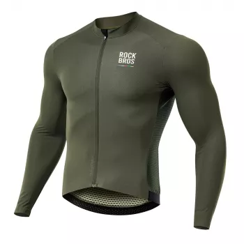 ROCKBROS Men's ROAD TO SKY Long Sleeve Cycling Jersey Green Size S