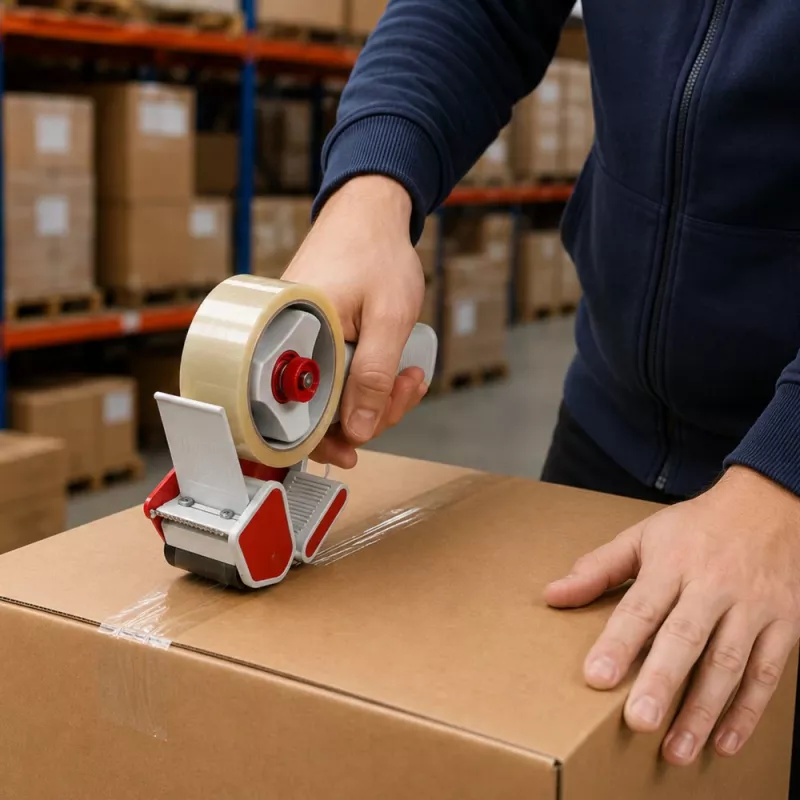 LEAN Manual Packing Tape Dispenser with Tensioner, Width 50mm, Red and Black
