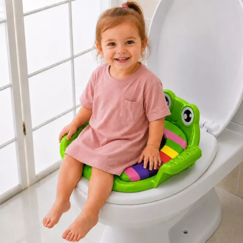LEAN TOYS Toilet Seat Cover for Children Soft Seat with Handles Green