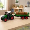 LEAN TOYS Agricultural Farm Tractor with Log Trailer, Friction Drive, Bale, 35 cm