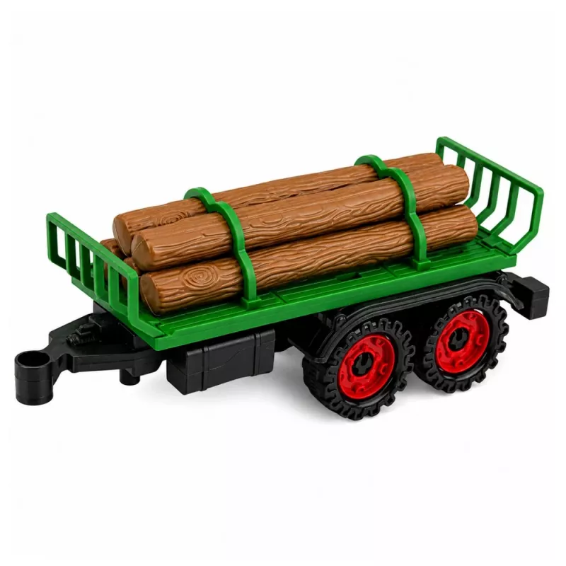 LEAN TOYS Agricultural Farm Tractor with Log Trailer, Friction Drive, Bale, 35 cm