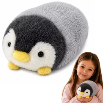 LEAN TOYS Plush Penguin Soft Plush Toy White and Gray 16 cm
