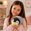 LEAN TOYS Plush Penguin Soft Plush Toy White and Gray 16 cm