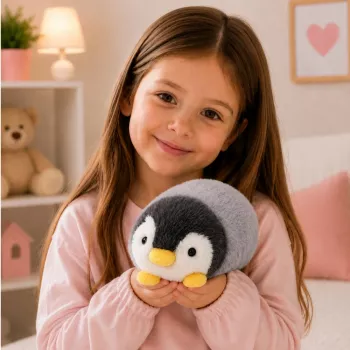 LEAN TOYS Plush Penguin Soft Plush Toy White and Gray 16 cm
