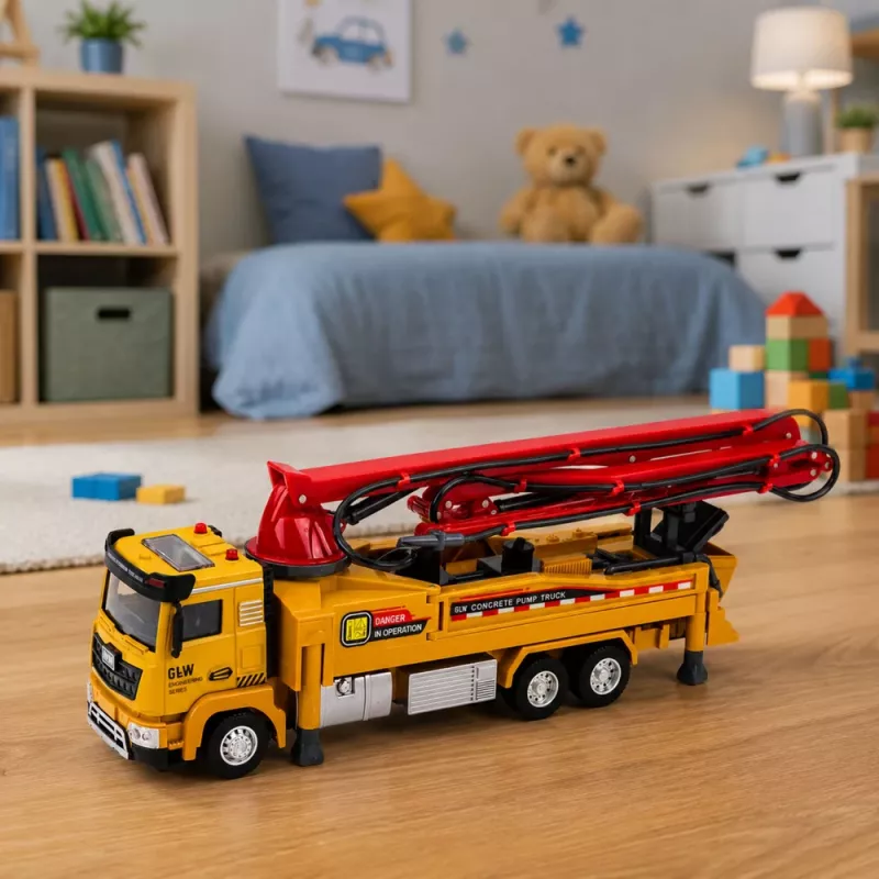 LEAN TOYS Concrete Pump Truck RC Toy with Lights, Sounds, Water Spray, 1:40 Scale