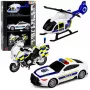 LEAN TOYS Police Set Helicopter Motorcycle Police Car Lights Sounds 1:32