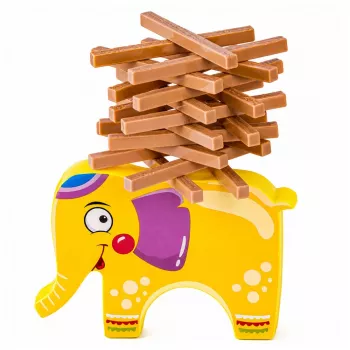 LEAN TOYS Balancing Elephant Skill Game – 61-Piece Stacking Blocks Set for Kids Ages 3+