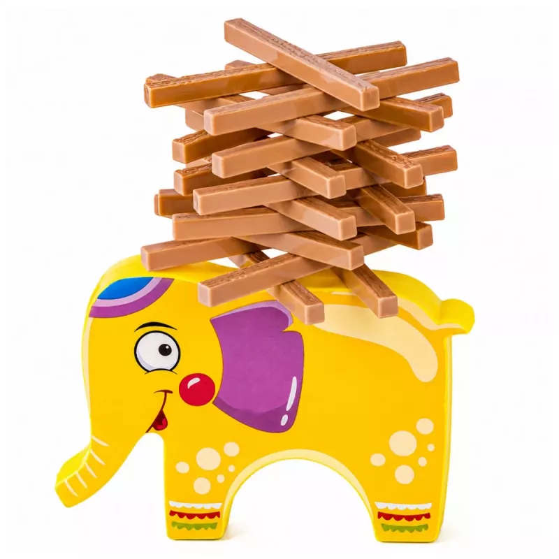 LEAN TOYS Balancing Elephant Skill Game – 61-Piece Stacking Blocks Set for Kids Ages 3+