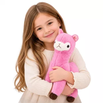 LEAN TOYS Plush Alpaca Llama Plush Toy Cuddly Toy Soft Fur Pink 38 cm