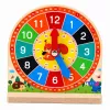 LEAN TOYS Wooden Educational Clock for Learning Hours Movable Hands Cards 55 pcs