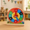 LEAN TOYS Wooden Educational Clock for Learning Hours Movable Hands Cards 55 pcs