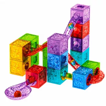 LEAN TOYS Magnetic Construction Blocks Cubes Ball Track Colorful 33 pcs