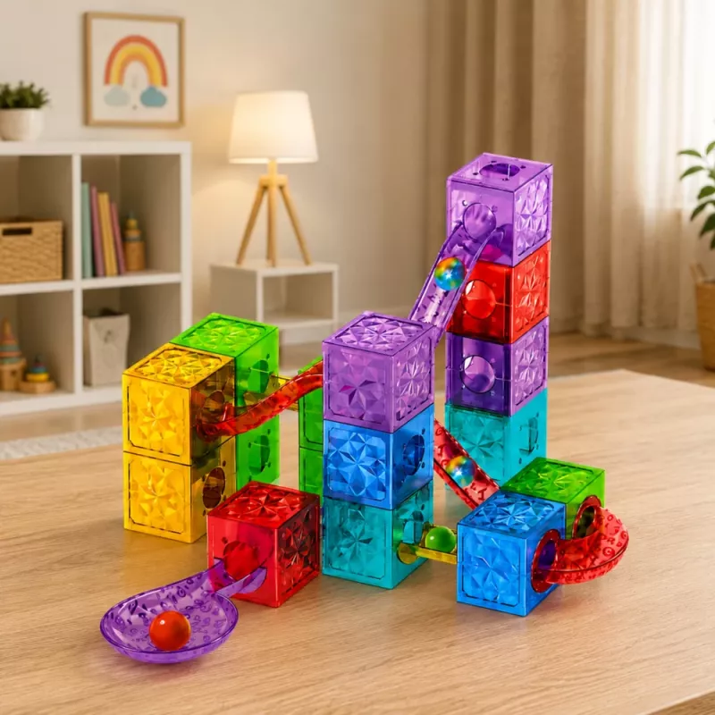 LEAN TOYS Magnetic Construction Blocks Cubes Ball Track Colorful 33 pcs