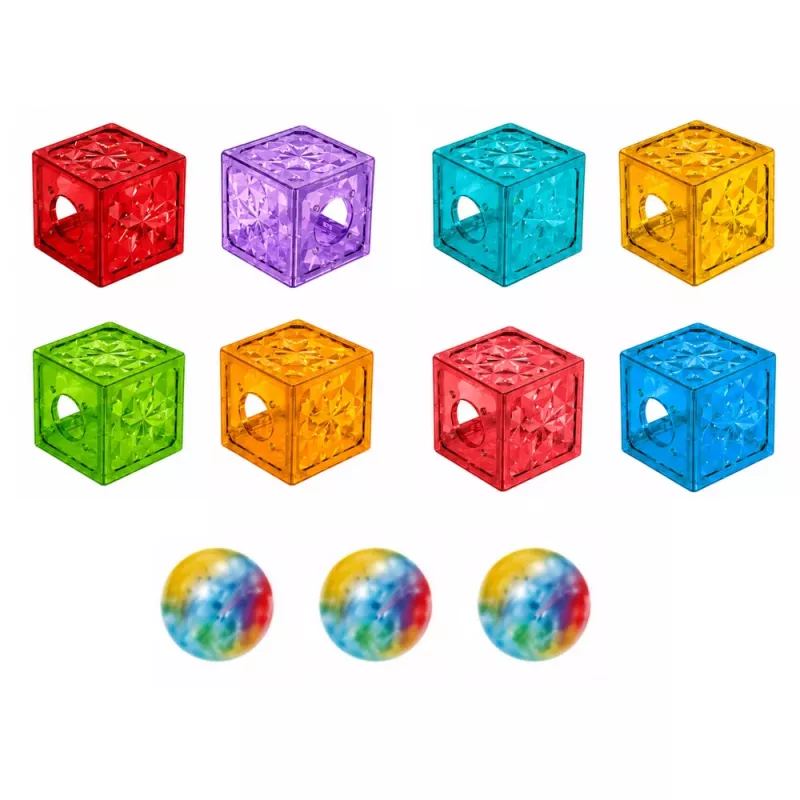 LEAN TOYS Magnetic Construction Blocks Cubes Ball Track Colorful 33 pcs