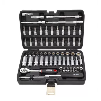 AWTOOLS 63-Piece 1/4 Inch Drive Socket Set BLACK LINE with Ratchet, Bits, and Case