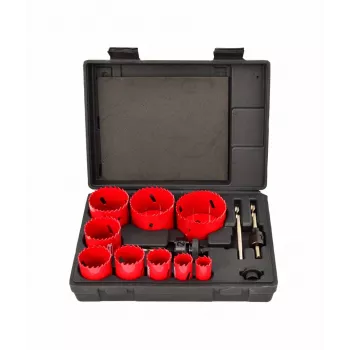 AWTOOLS Bimetal Hole Saw Set 19-64 mm, 13 Pieces with 2 Arbors and Case