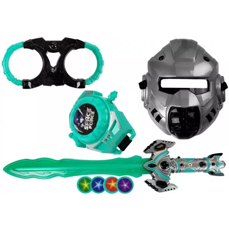 LEAN TOYS Space Knight Role Play Set with Lightsaber, Mask and Handcuffs