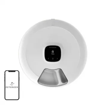 Petoneer NutriSpin Intelligent Wi-Fi Food Dispenser for Cats & Dogs, 2.9L, App Control, Voice Recording, Stainless Steel Bowl