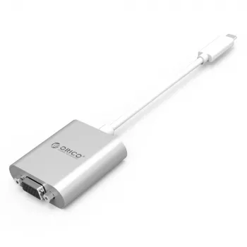 ORICO PTAV USB-C to VGA & 3.5mm Audio Adapter, Full HD 1080p, 15cm, Silver
