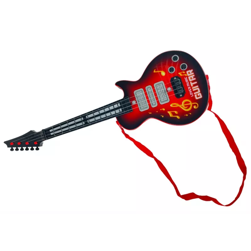 LEAN TOYS Electric Guitar Star Strings Coloured Diodes Red