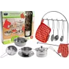 LEAN TOYS 6722 Stainless Steel Pots and Pans Set for Children, 23-Piece Toy Kitchen Cookware with Utensils and Play Food, Silver