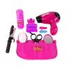 LEAN TOYS Beauty Hairdressing Set Hair Dryer Curling Iron Pink 15-Piece Pretend Play Kit for Kids 3+