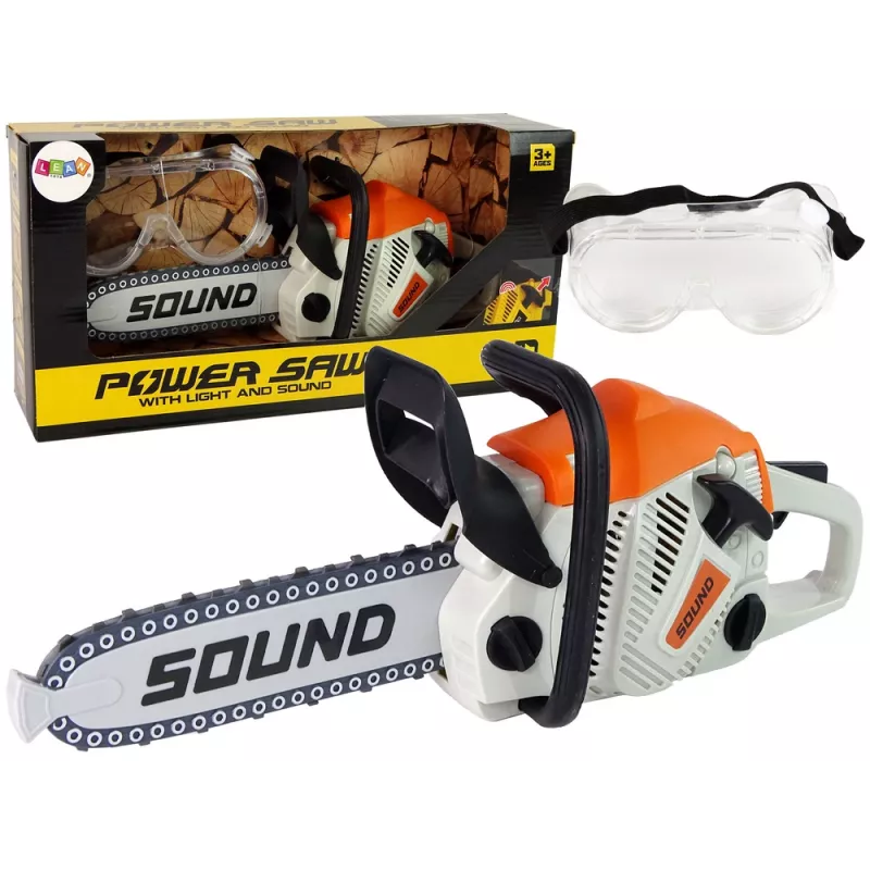 LEAN TOYS Chainsaw with Moving Chain + Safety Goggles Realistic Look and Sounds