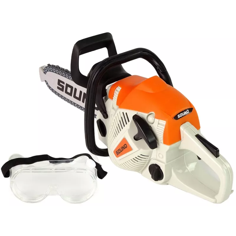 LEAN TOYS Chainsaw with Moving Chain + Safety Goggles Realistic Look and Sounds