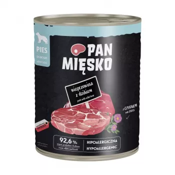 PAN MIĘSKO Pork with Wild Boar Wet Dog Food 800g – Grain-Free Pâté for Adult Dogs