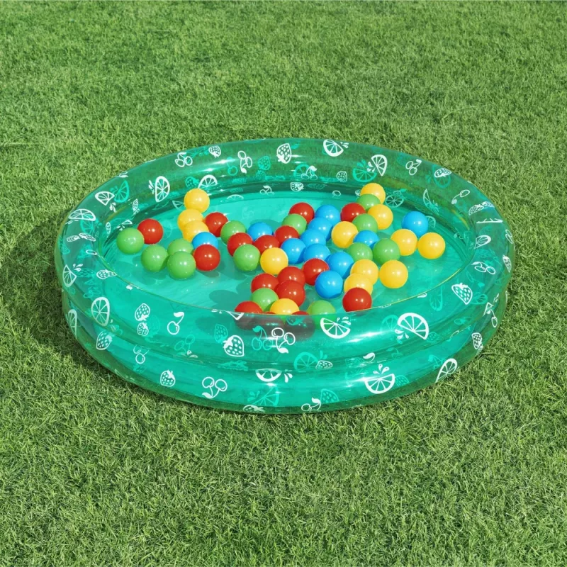 Bestway 51141 Inflatable Garden Pool with 50 Balls, Transparent with Dots, 91 cm
