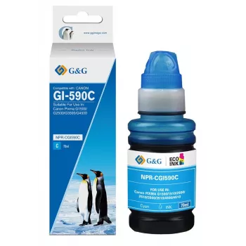 G&G Refill Ink Bottle for Canon GI-590C Cyan 70ml Dye-Based