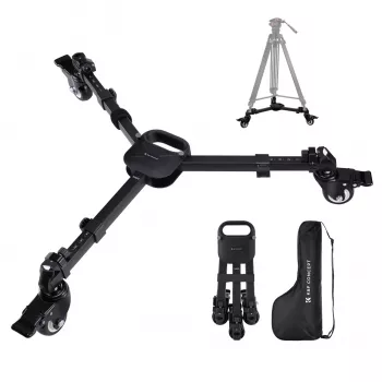 KF Tripod Dolly for KF MS30 / KF31.118 – 3-Wheel Rolling Base with Lockable Rubber Wheels, Foldable Aluminium Alloy, 15 kg Load