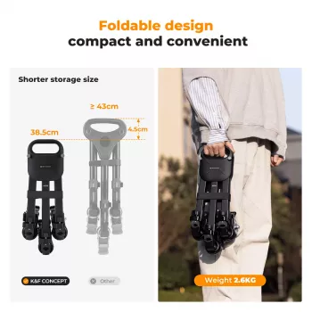KF Tripod Dolly for KF MS30 / KF31.118 – 3-Wheel Rolling Base with Lockable Rubber Wheels, Foldable Aluminium Alloy, 15 kg Load