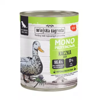 WIEJSKA ZAGRODA Mono Duck Wet Dog Food – 800g Can, Grain-Free Single-Protein