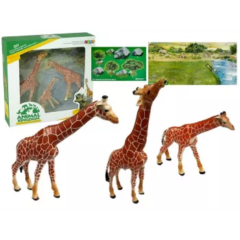 LEAN TOYS Giraffes Figurines Educational Family 3 Pieces + Africa Background