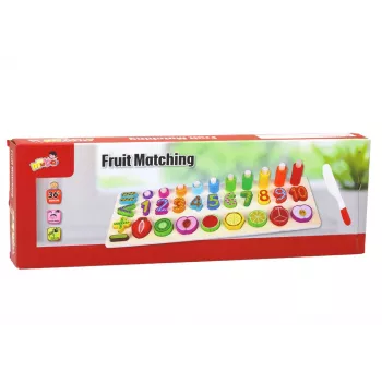 LEAN TOYS Wooden Educational Sorter Board – Math Learning with Fruits and Numbers, 85 Pieces, Montessori Toy for Toddlers Age 3+