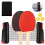 LEAN TOYS Ping Pong Table Tennis Set with Net, 2 Rackets and 3 Balls